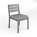 Bedford Indoor-Outdoor Stackable Patio Dining Chair with Brushed Woodgrain Aluminum Finish and All-Weather Seat Cushion