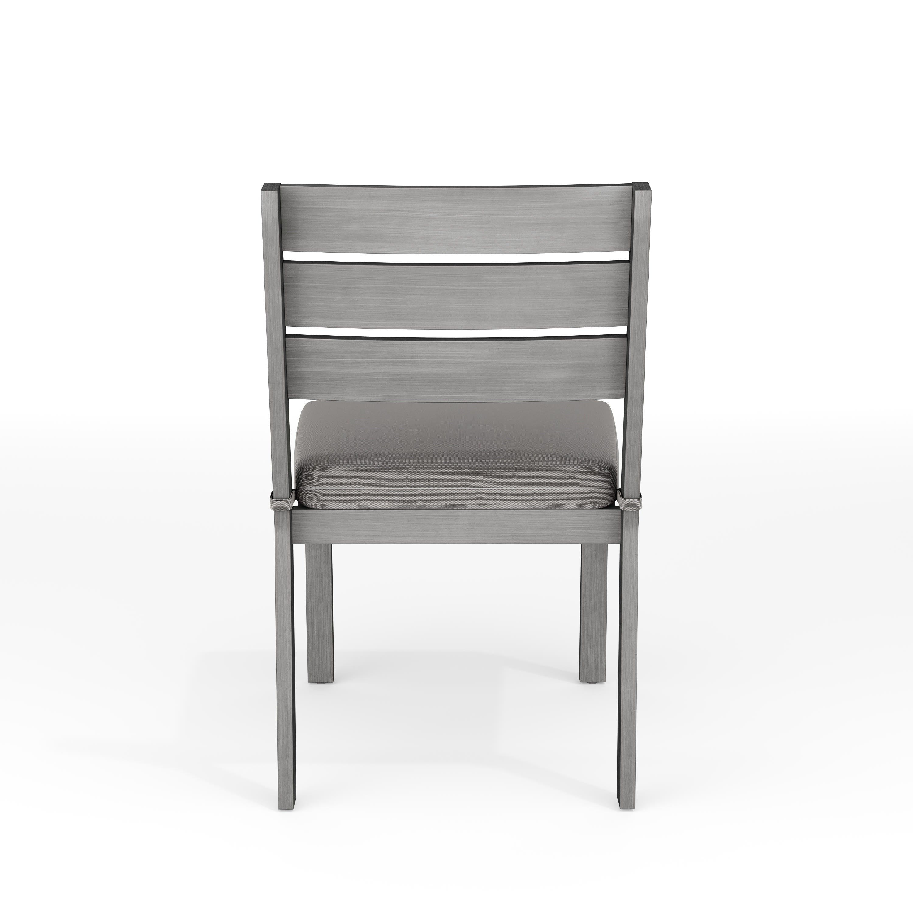 Bedford Indoor-Outdoor Stackable Patio Dining Chair with Brushed Woodgrain Aluminum Finish and All-Weather Seat Cushion