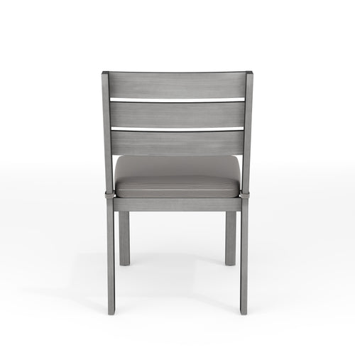 Bedford Indoor-Outdoor Stackable Patio Dining Chair with Brushed Woodgrain Aluminum Finish and All-Weather Seat Cushion