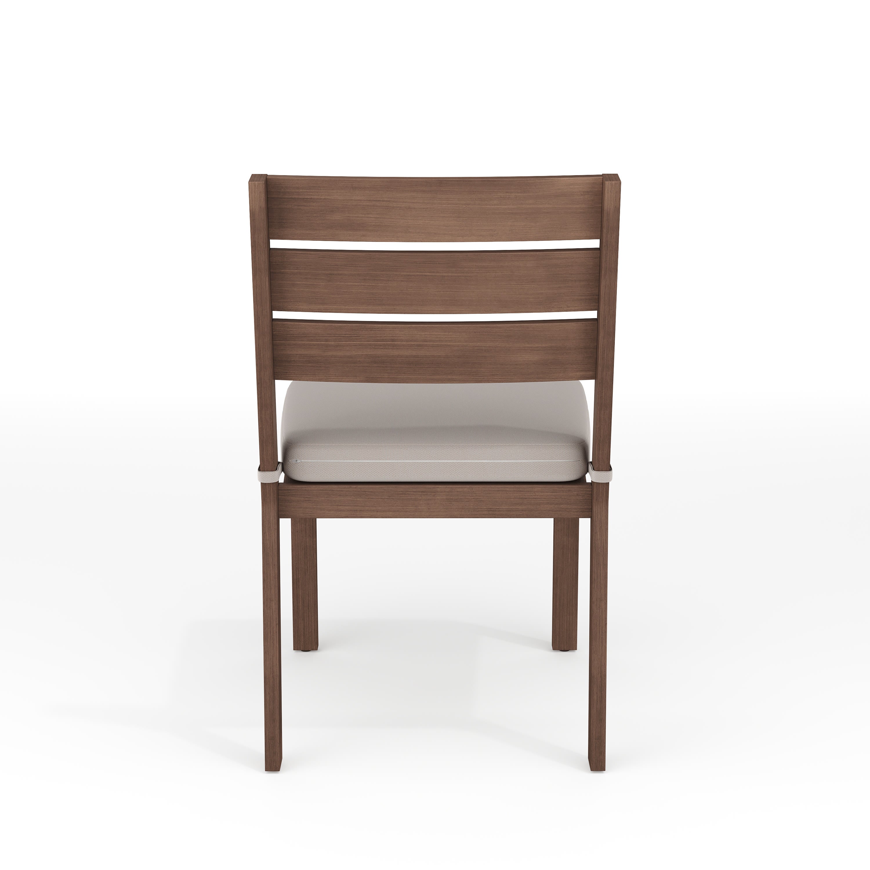 Bedford Indoor-Outdoor Stackable Patio Dining Chair with Brushed Woodgrain Aluminum Finish and All-Weather Seat Cushion