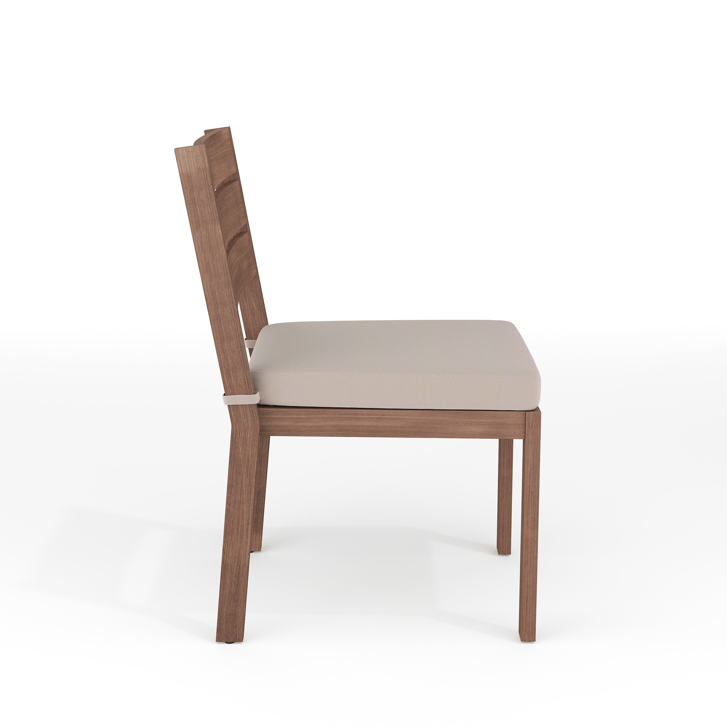 Bedford Indoor-Outdoor Stackable Patio Dining Chair with Brushed Woodgrain Aluminum Finish and All-Weather Seat Cushion