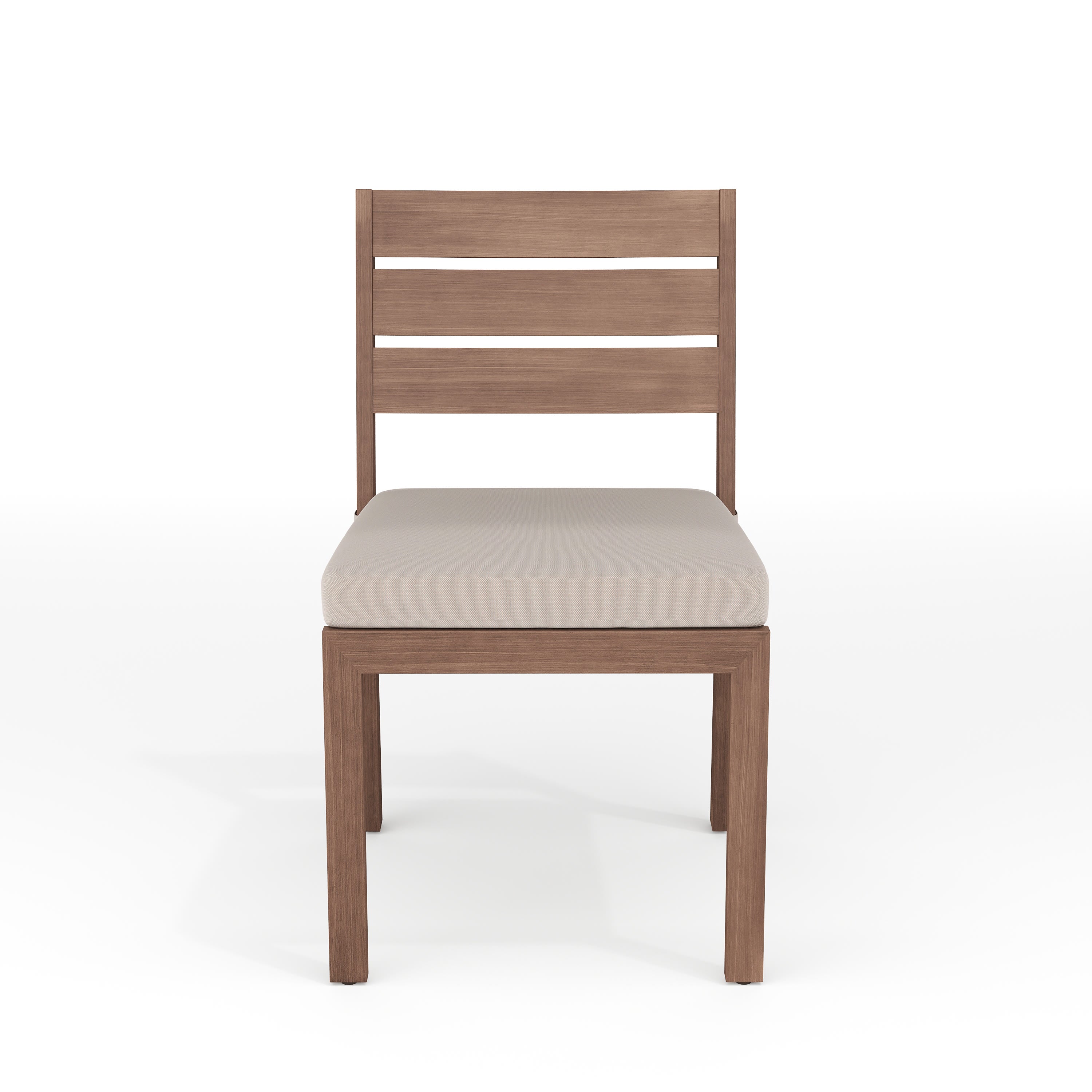 Bedford Indoor-Outdoor Stackable Patio Dining Chair with Brushed Woodgrain Aluminum Finish and All-Weather Seat Cushion