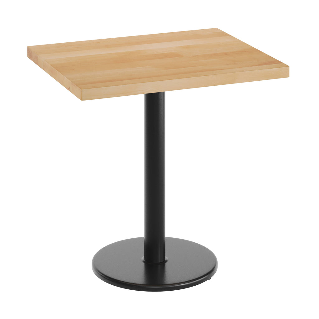 Rectangular Solid Wood Commercial Tabletop with 18" Round Dining Height Base