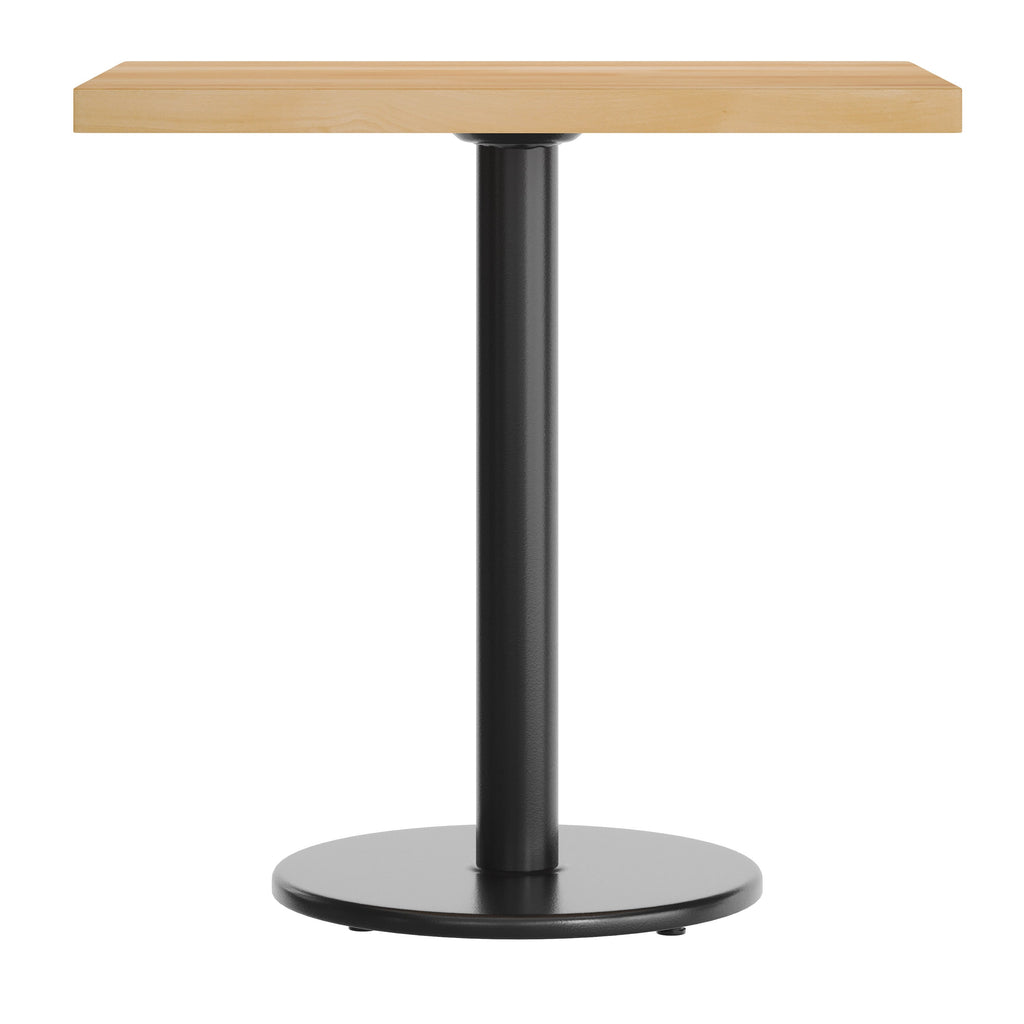 Rectangular Solid Wood Commercial Tabletop with 18" Round Dining Height Base