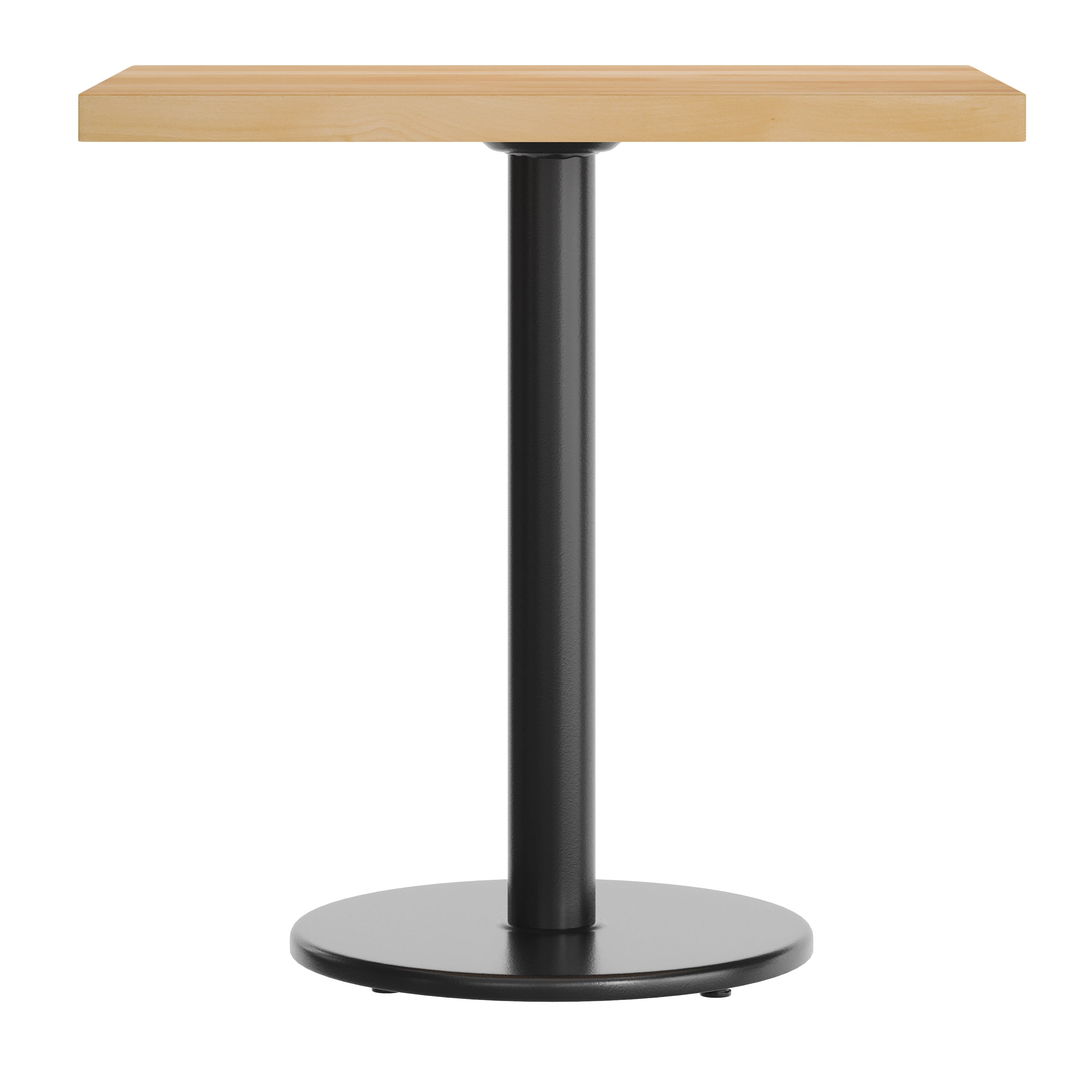 Rectangular Solid Wood Commercial Tabletop with 18" Round Dining Height Base