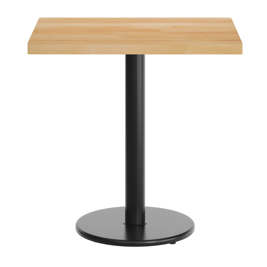 Rectangular Solid Wood Commercial Tabletop with 18" Round Dining Height Base