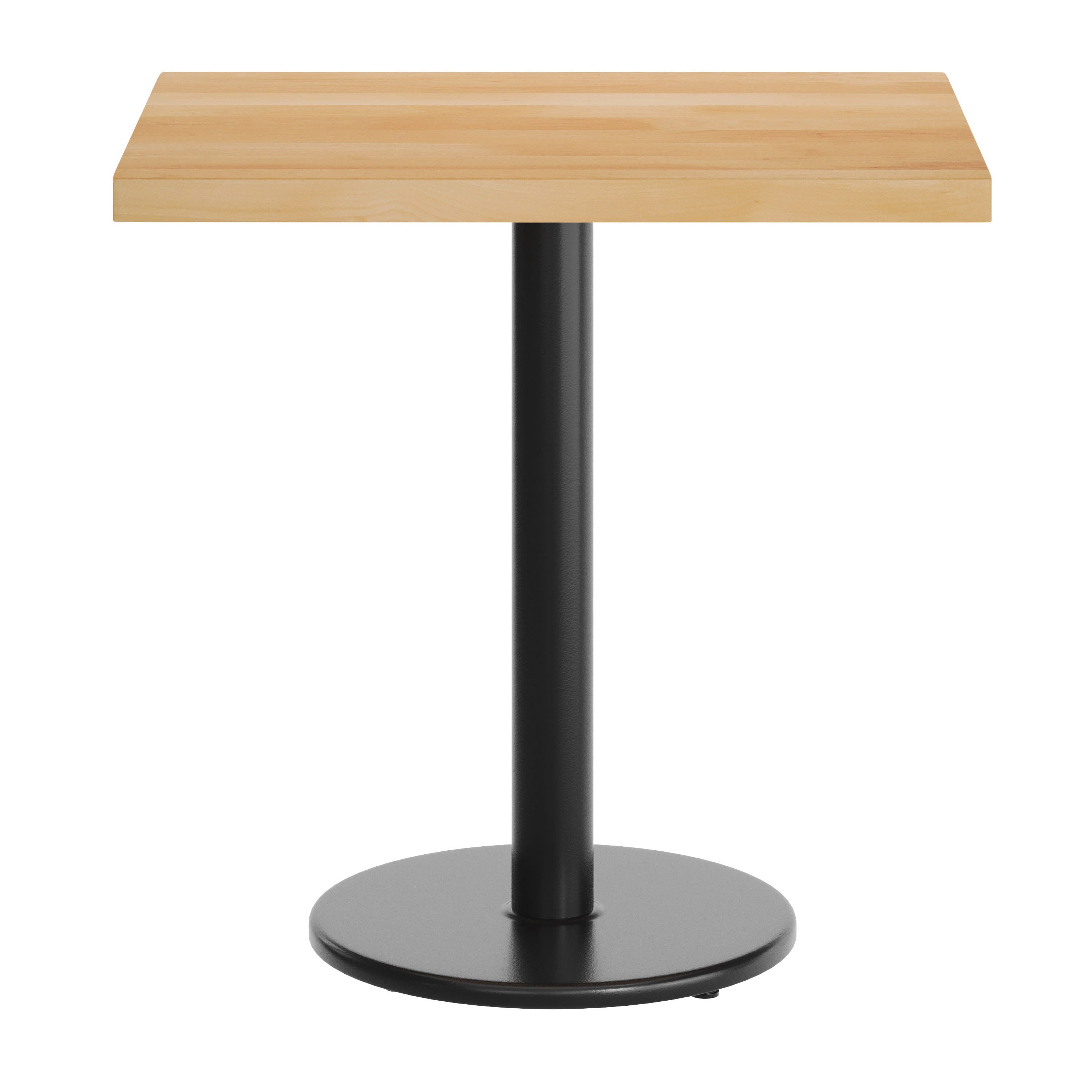 Rectangular Solid Wood Commercial Tabletop with 18" Round Dining Height Base