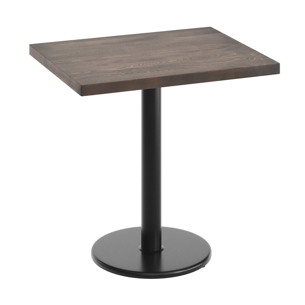 Rectangular Solid Wood Commercial Tabletop with 18" Round Dining Height Base