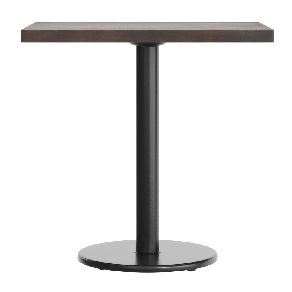 Rectangular Solid Wood Commercial Tabletop with 18" Round Dining Height Base
