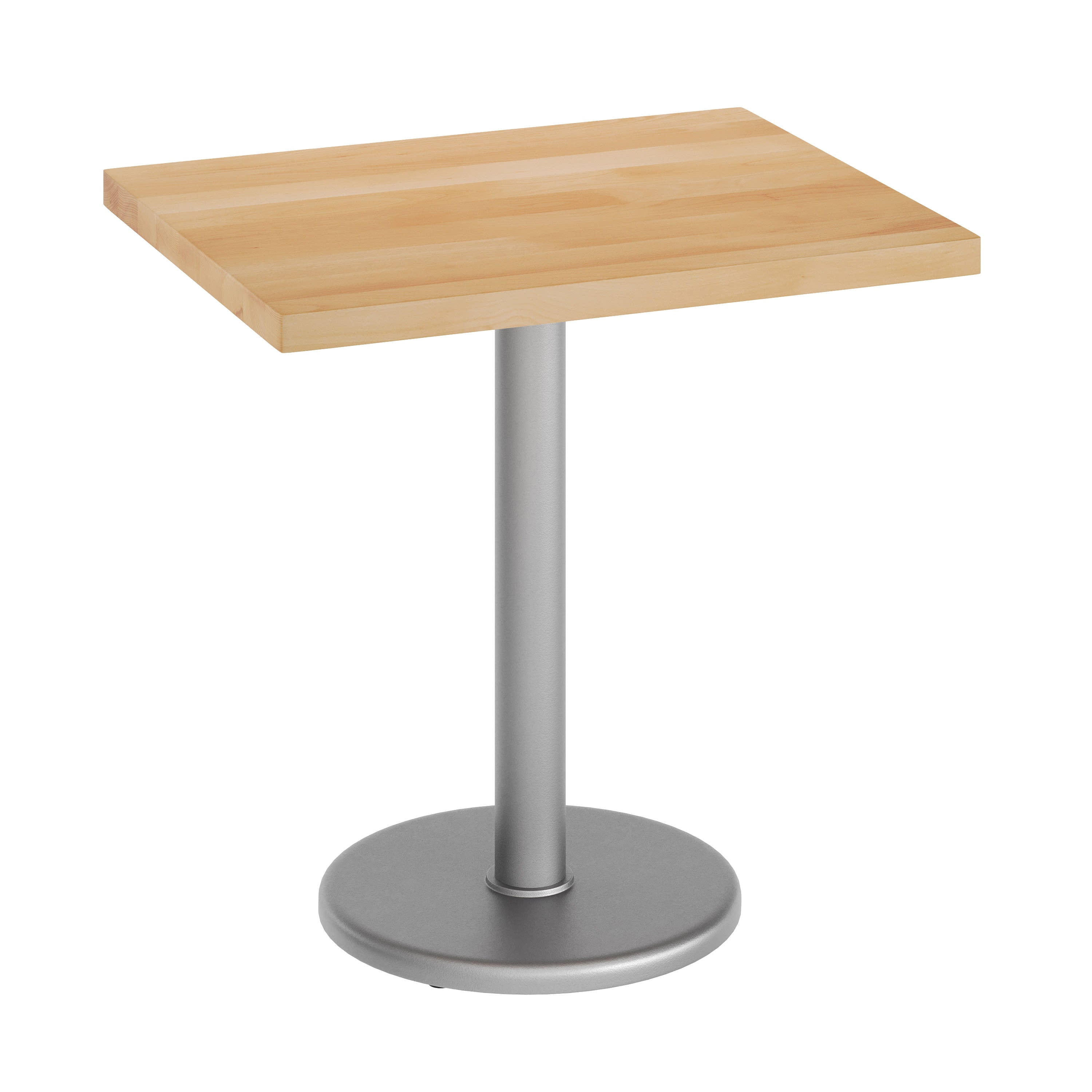 Rectangular Solid Wood Commercial Tabletop with 18" Round Dining Height Base