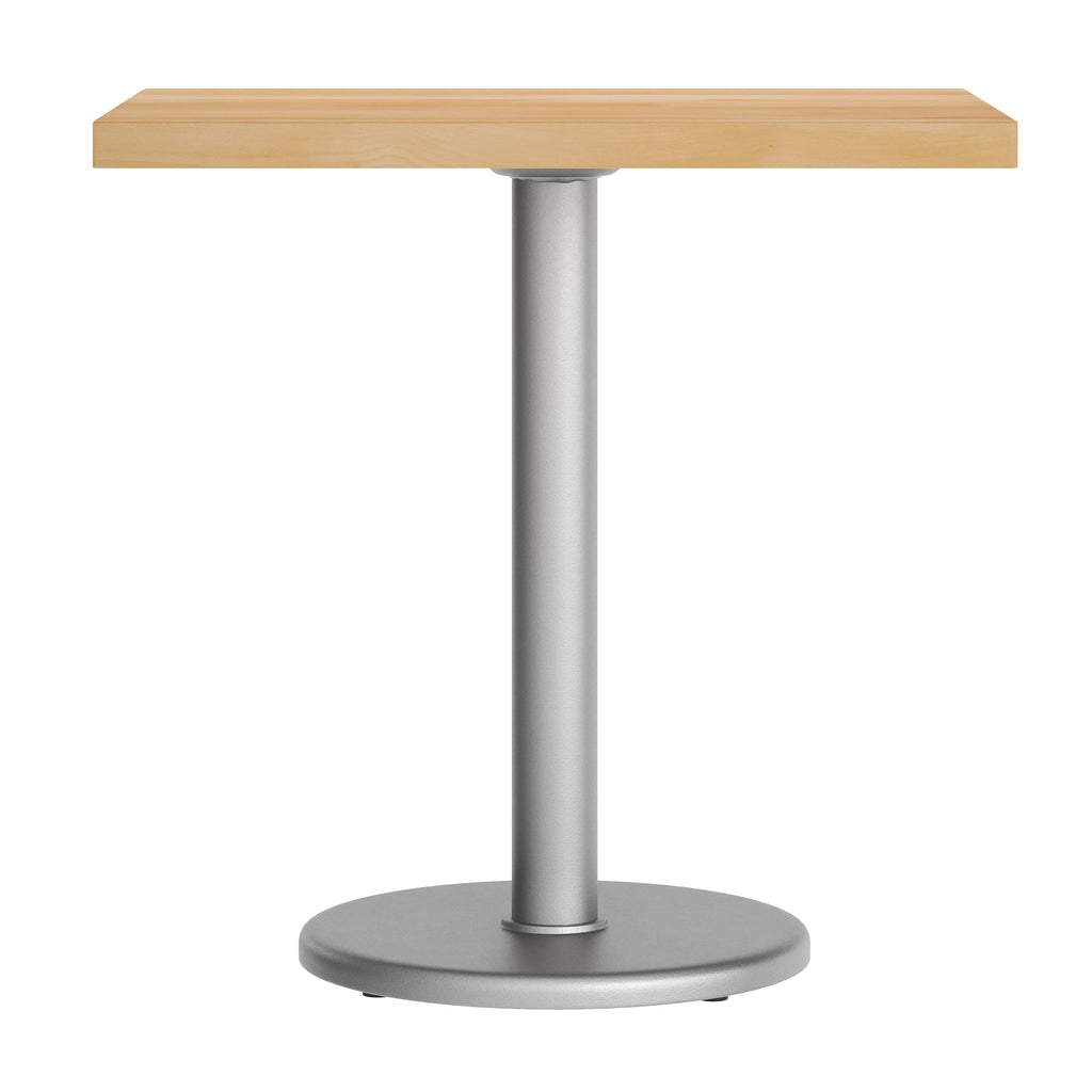 Rectangular Solid Wood Commercial Tabletop with 18" Round Dining Height Base