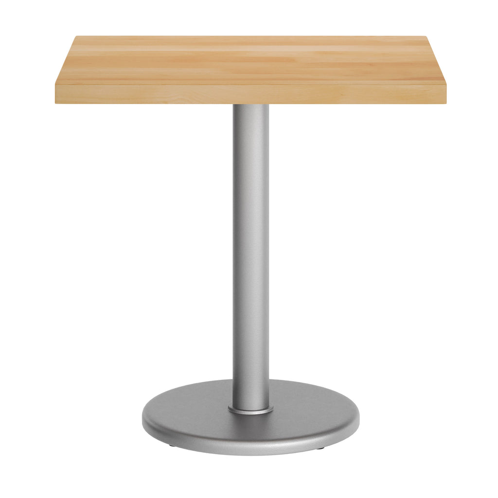 Rectangular Solid Wood Commercial Tabletop with 18" Round Dining Height Base