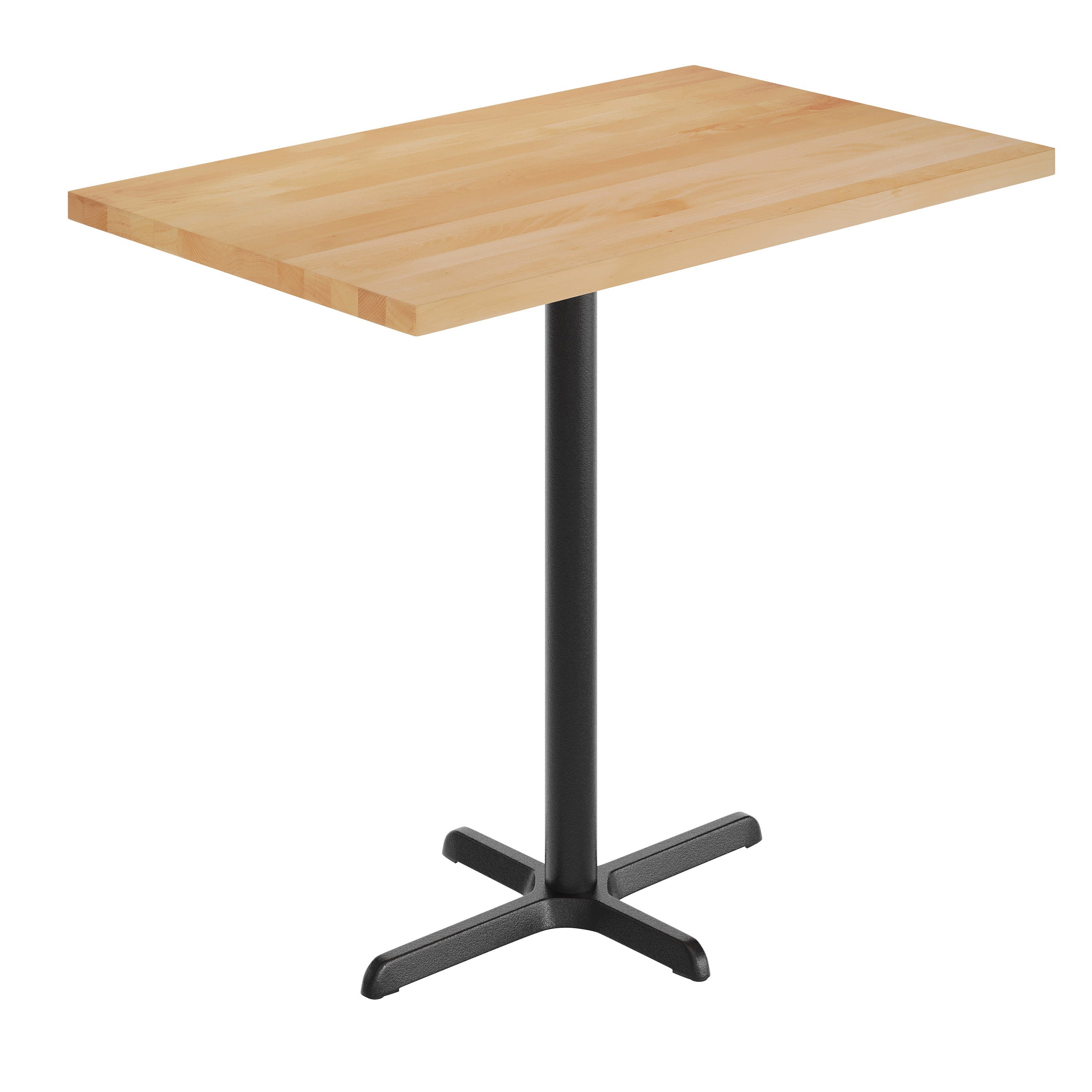 Rectangular Solid Wood Commercial Tabletop with 23.5" x 29.5" Bar Height X-Base