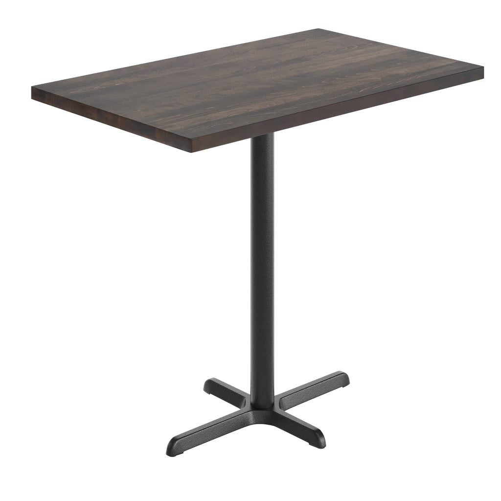 Rectangular Solid Wood Commercial Tabletop with 23.5" x 29.5" Bar Height X-Base