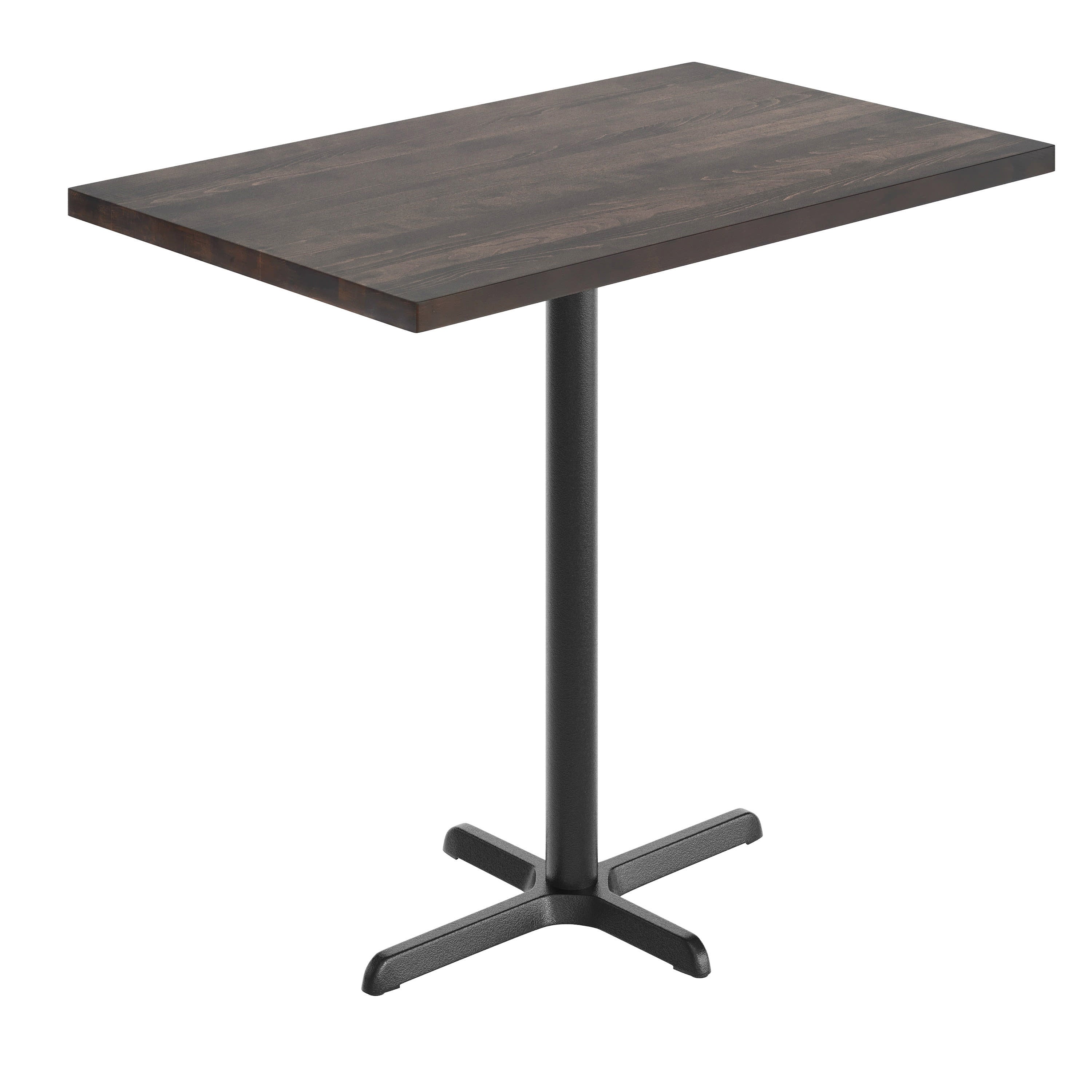 Rectangular Solid Wood Commercial Tabletop with 23.5" x 29.5" Bar Height X-Base