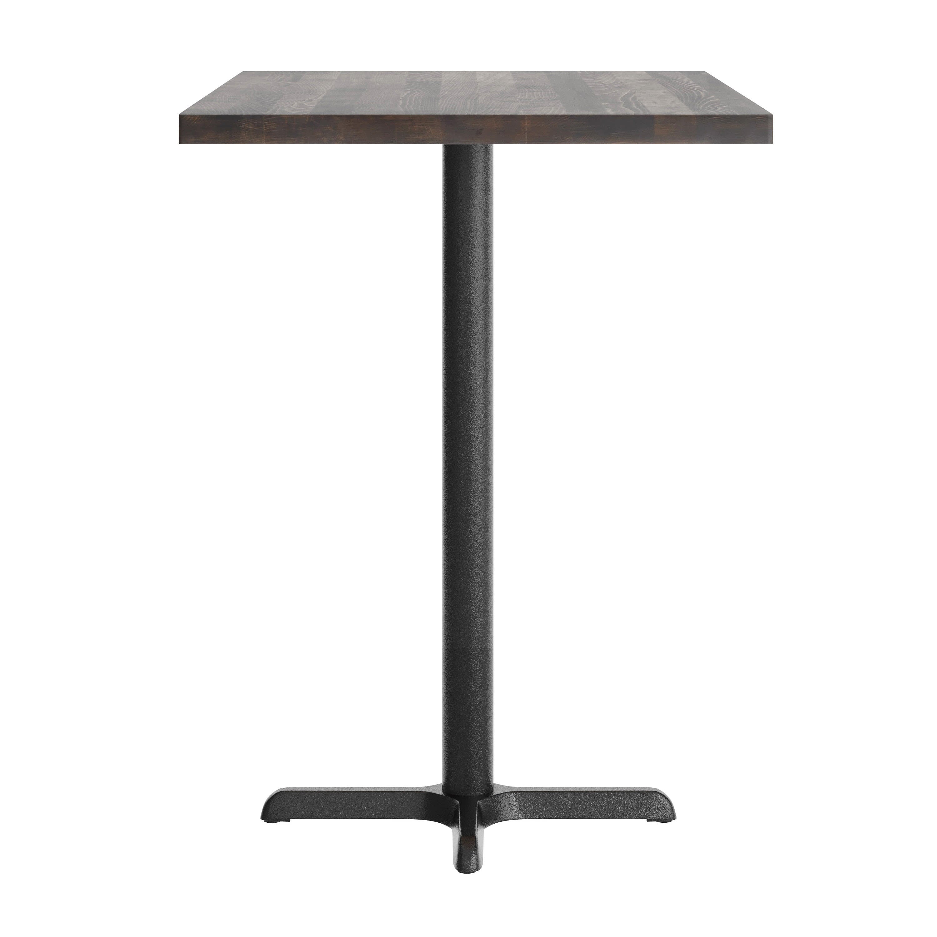Rectangular Solid Wood Commercial Tabletop with 23.5" x 29.5" Bar Height X-Base