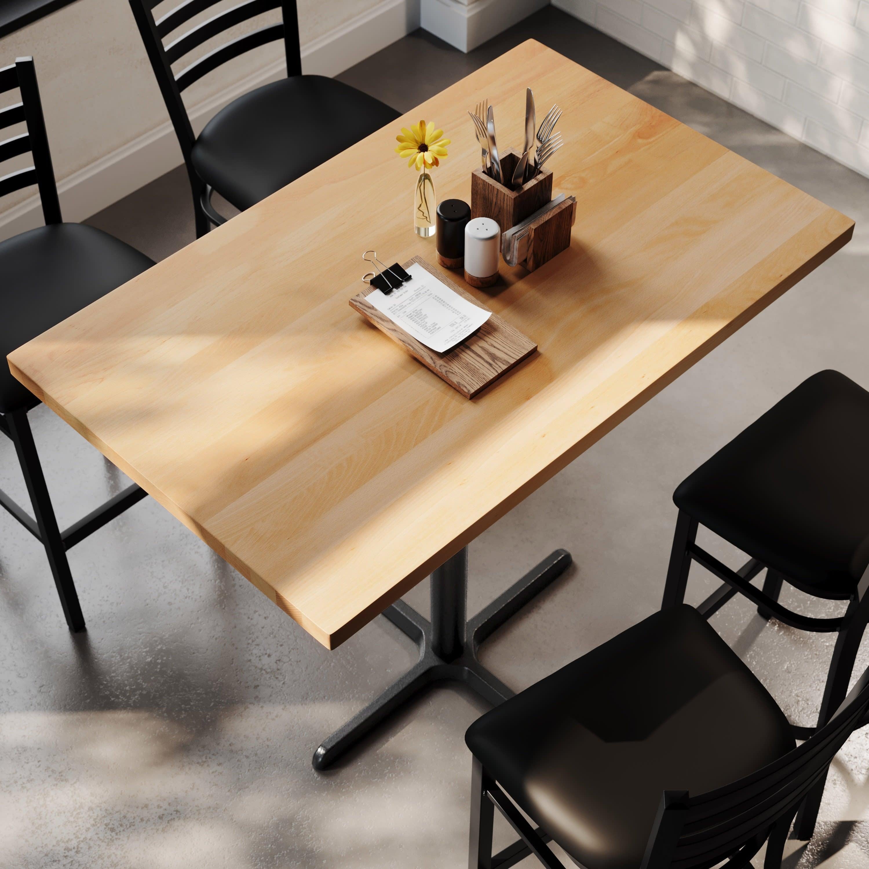 Rectangular Solid Wood Commercial Tabletop with 23.5" x 29.5" Bar Height X-Base