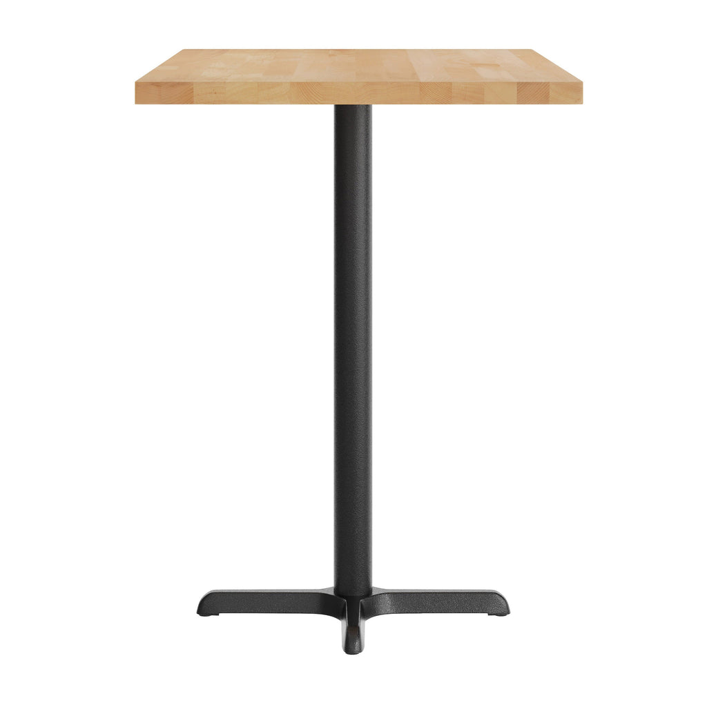 Rectangular Solid Wood Commercial Tabletop with 23.5" x 29.5" Bar Height X-Base