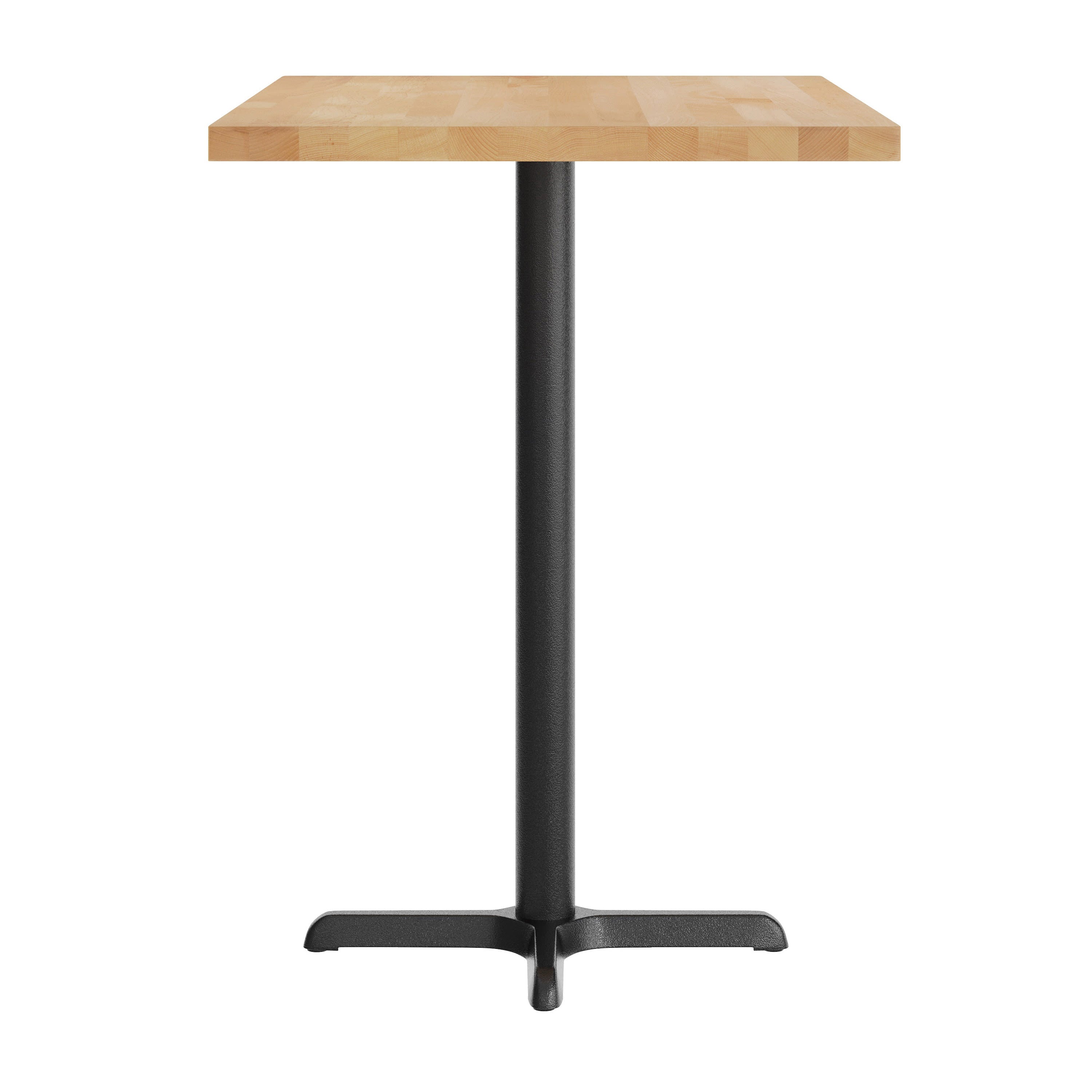 Rectangular Solid Wood Commercial Tabletop with 23.5" x 29.5" Bar Height X-Base