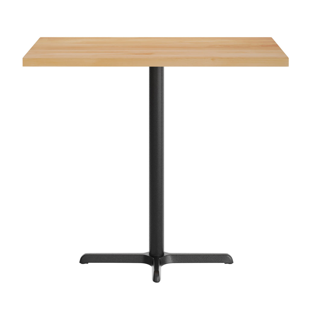 Rectangular Solid Wood Commercial Tabletop with 23.5" x 29.5" Bar Height X-Base