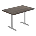 Rectangular Solid Wood Commercial Tabletop w/Two 22" x 22" Dining Height T-Bases