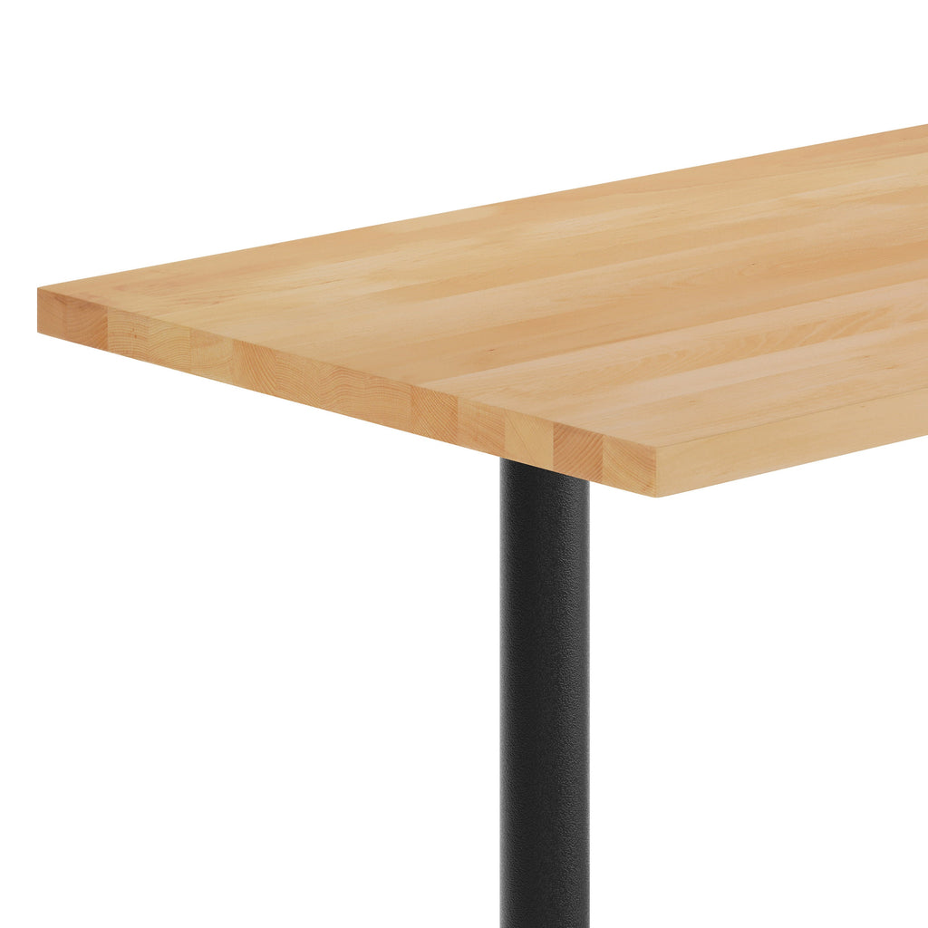 Rectangular Solid Wood Commercial Tabletop w/Two 22" x 22" Dining Height T-Bases