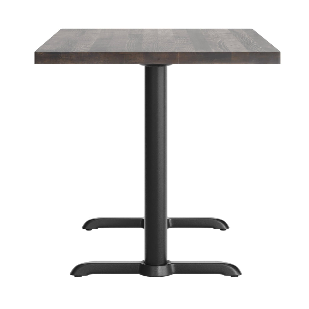 Rectangular Solid Wood Commercial Tabletop w/Two 22" x 22" Dining Height T-Bases