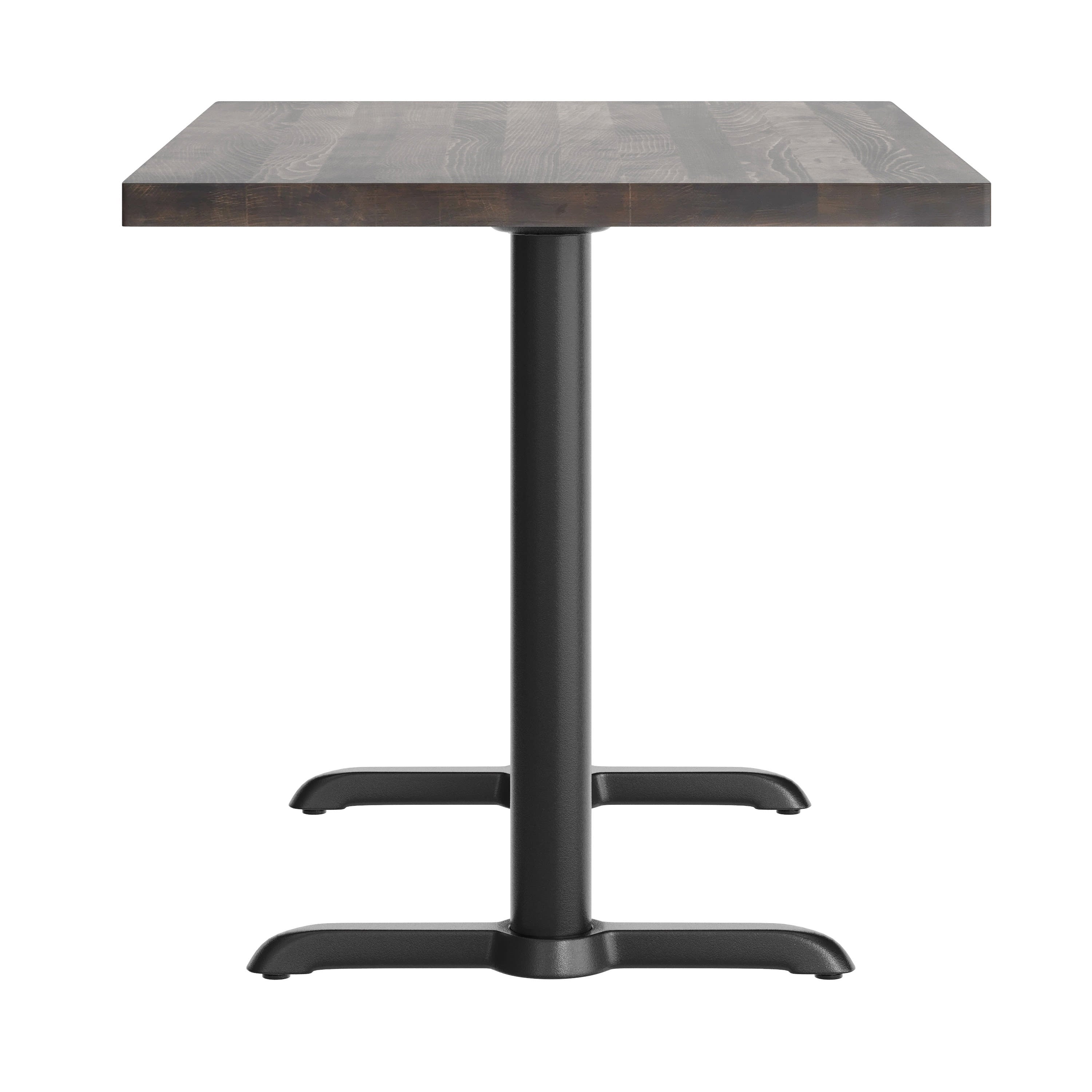 Rectangular Solid Wood Commercial Tabletop w/Two 22" x 22" Dining Height T-Bases