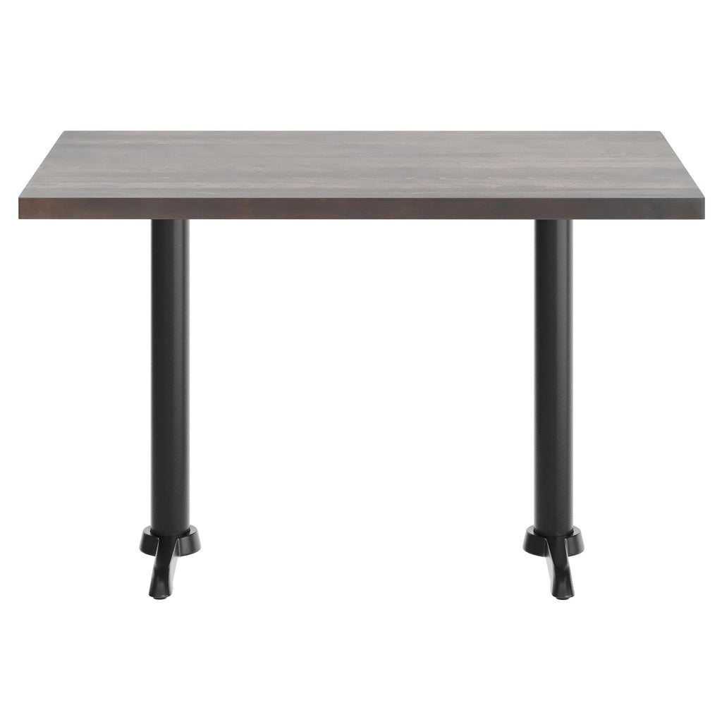 Rectangular Solid Wood Commercial Tabletop w/Two 22" x 22" Dining Height T-Bases