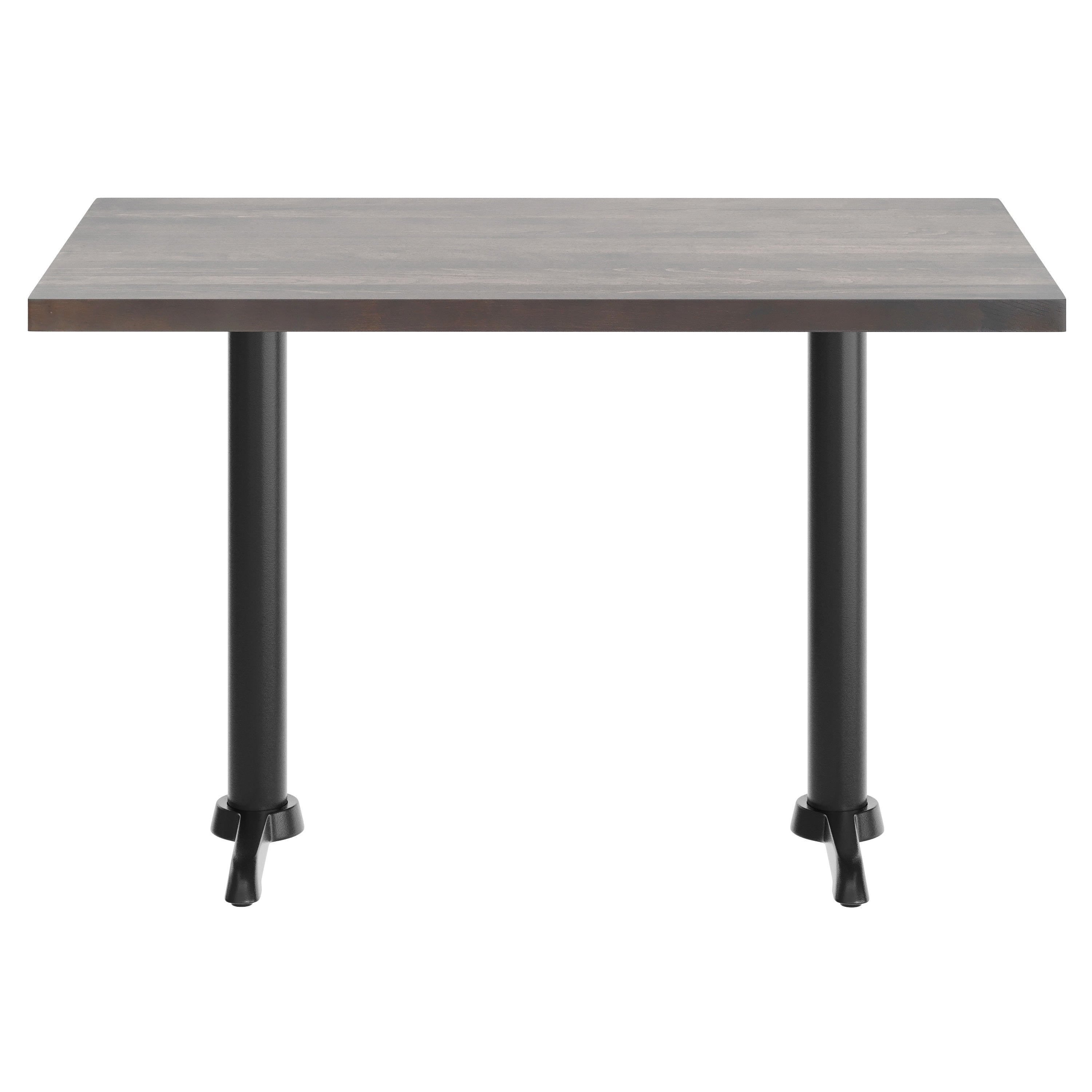 Rectangular Solid Wood Commercial Tabletop w/Two 22" x 22" Dining Height T-Bases