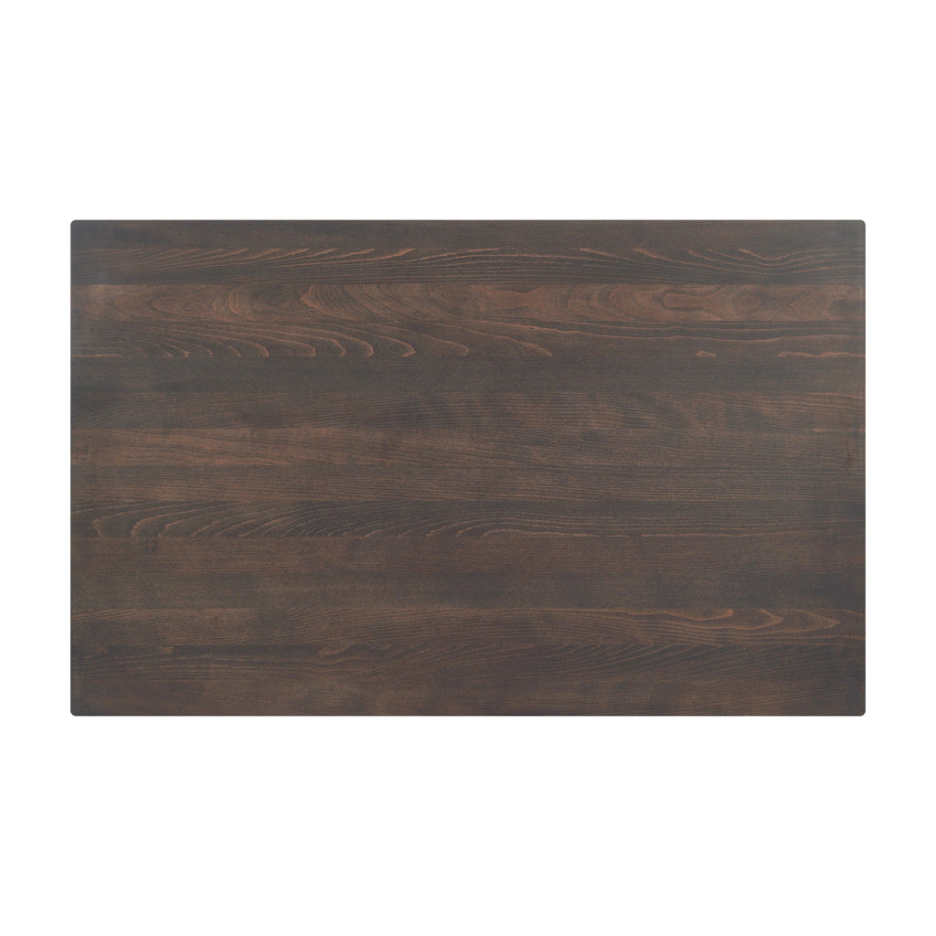Rectangular Solid Wood Commercial Tabletop w/Two 22" x 22" Dining Height T-Bases