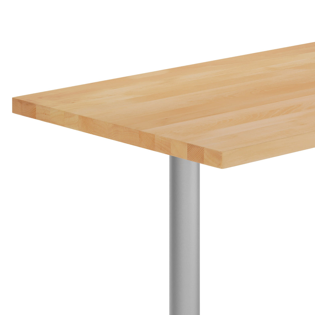 Rectangular Solid Wood Commercial Tabletop w/Two 22" x 22" Dining Height T-Bases
