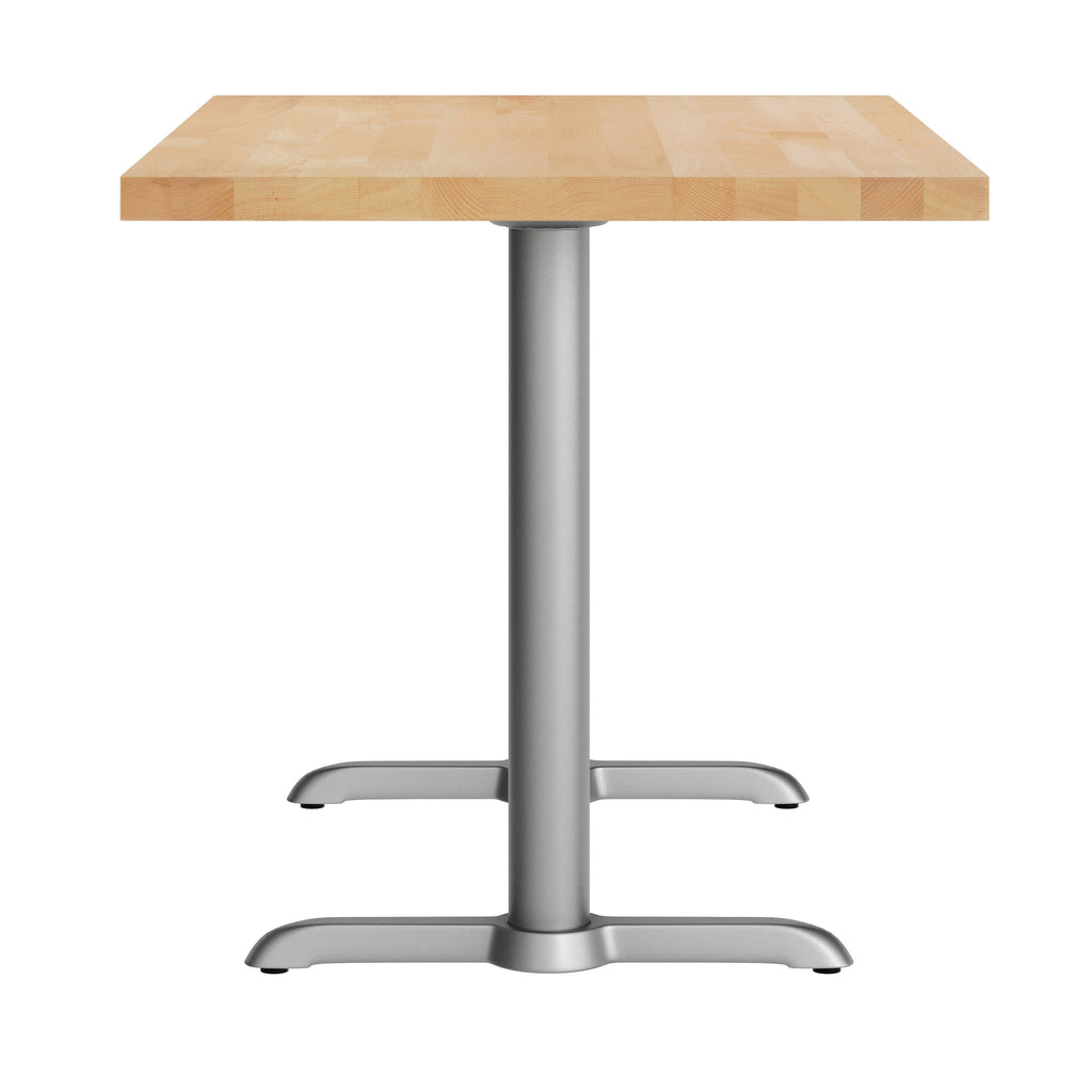 Rectangular Solid Wood Commercial Tabletop w/Two 22" x 22" Dining Height T-Bases