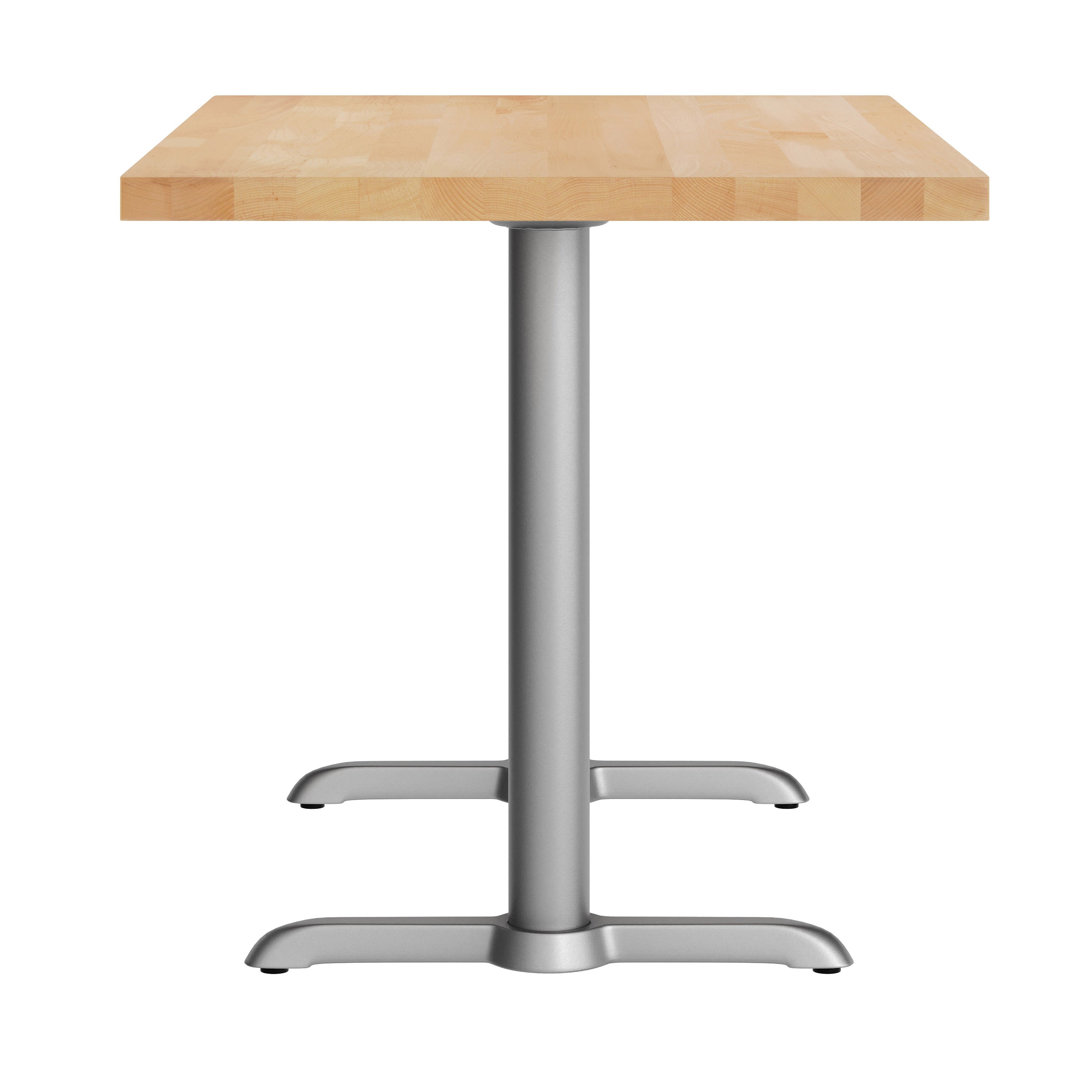 Rectangular Solid Wood Commercial Tabletop w/Two 22" x 22" Dining Height T-Bases
