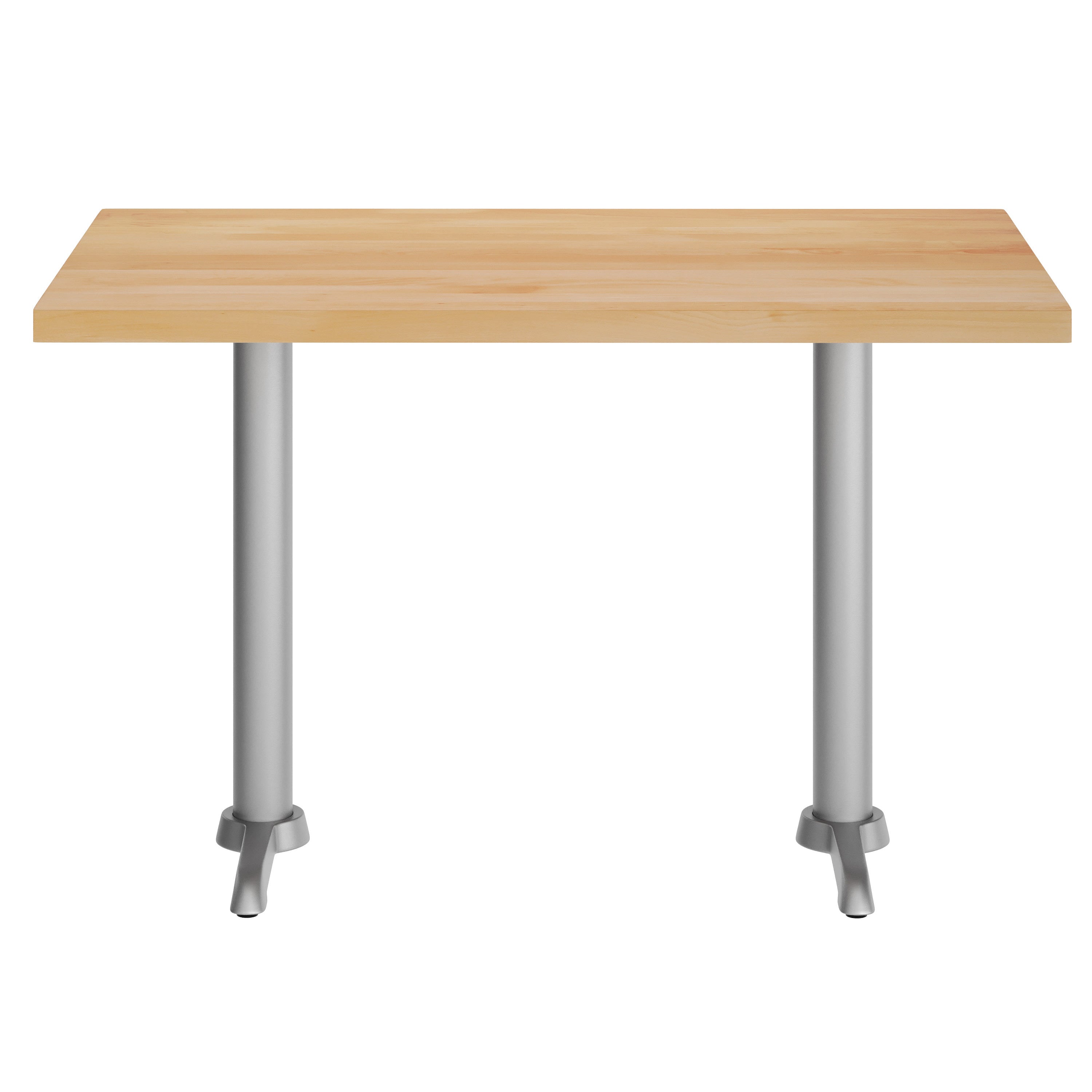 Rectangular Solid Wood Commercial Tabletop w/Two 22" x 22" Dining Height T-Bases