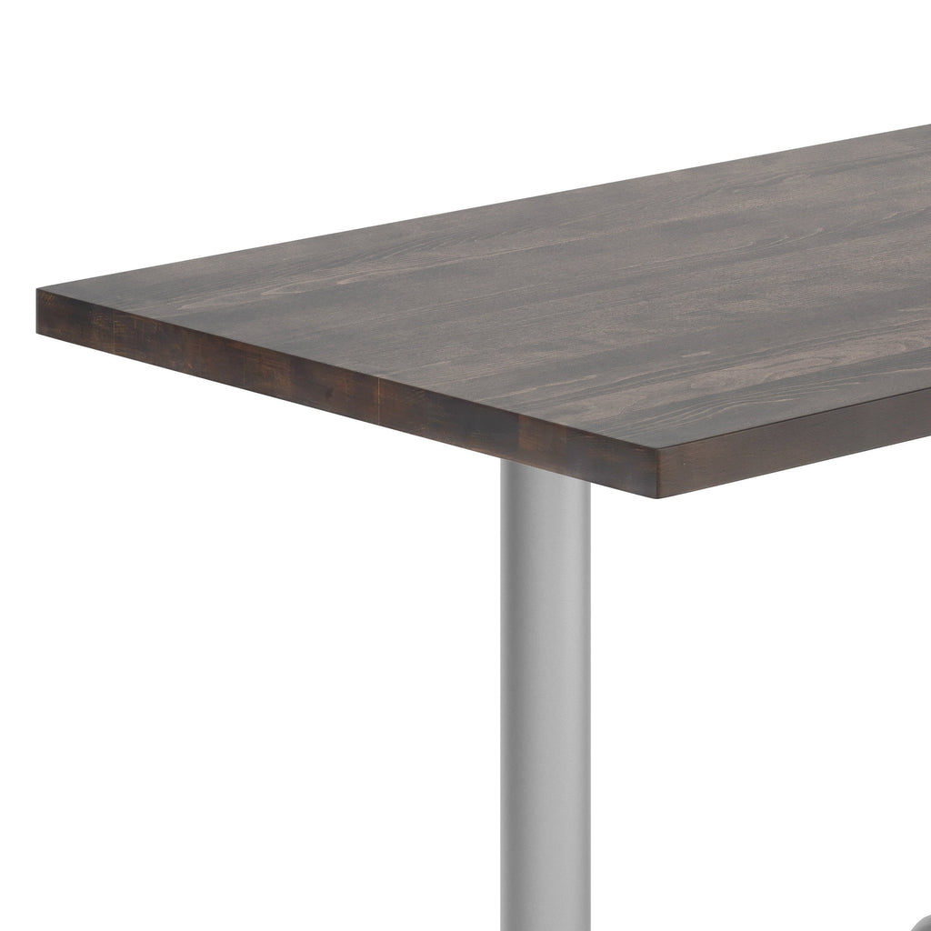 Rectangular Solid Wood Commercial Tabletop w/Two 22" x 22" Dining Height T-Bases