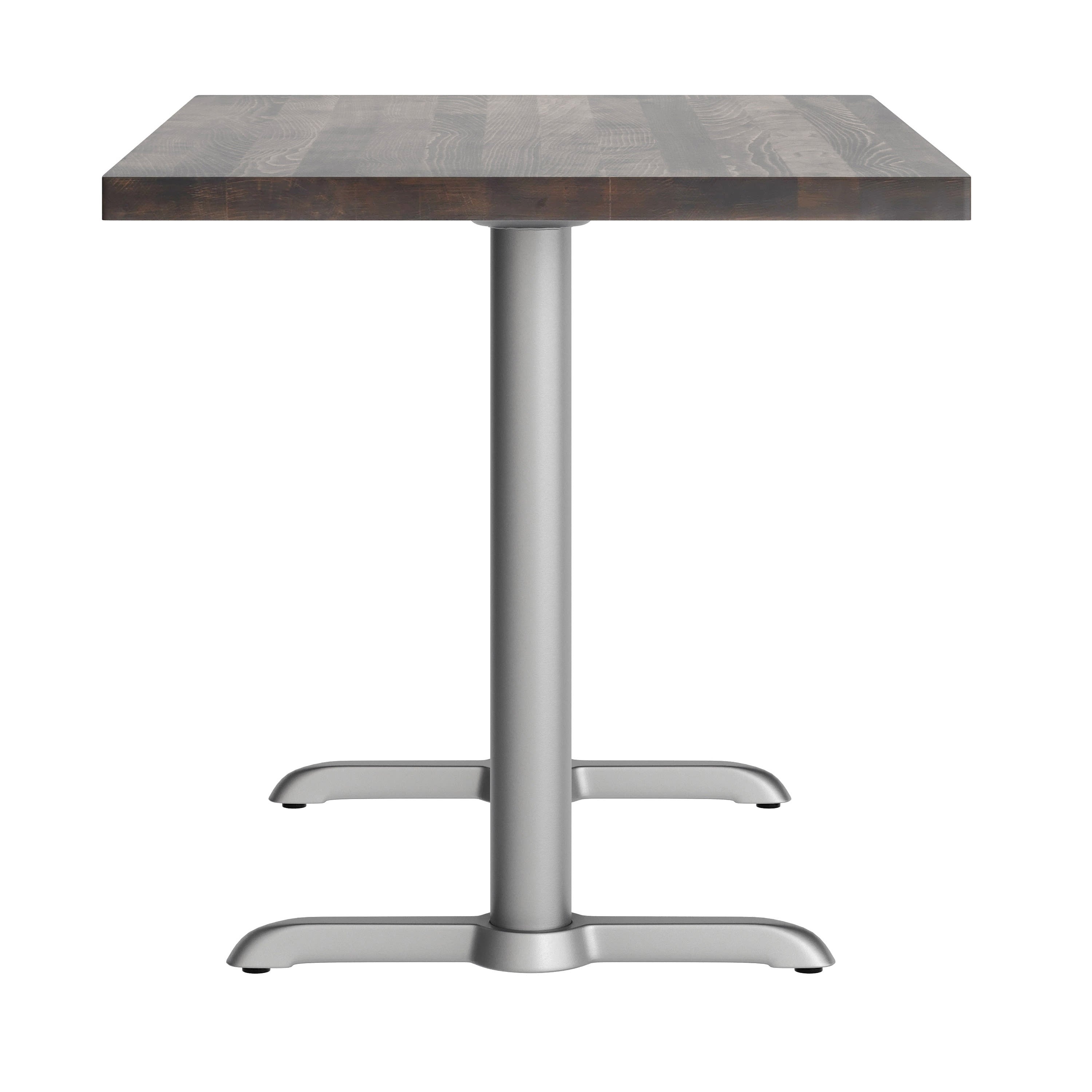 Rectangular Solid Wood Commercial Tabletop w/Two 22" x 22" Dining Height T-Bases