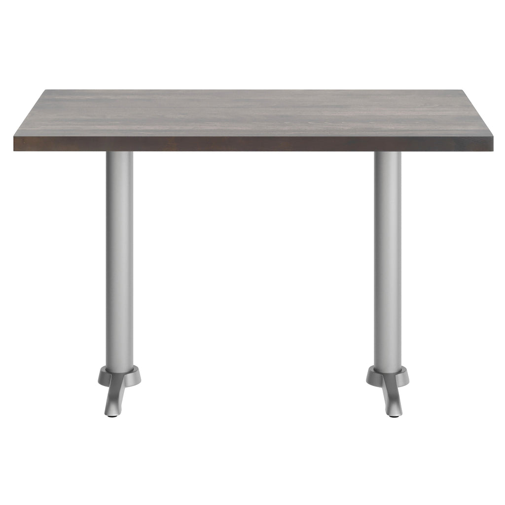 Rectangular Solid Wood Commercial Tabletop w/Two 22" x 22" Dining Height T-Bases
