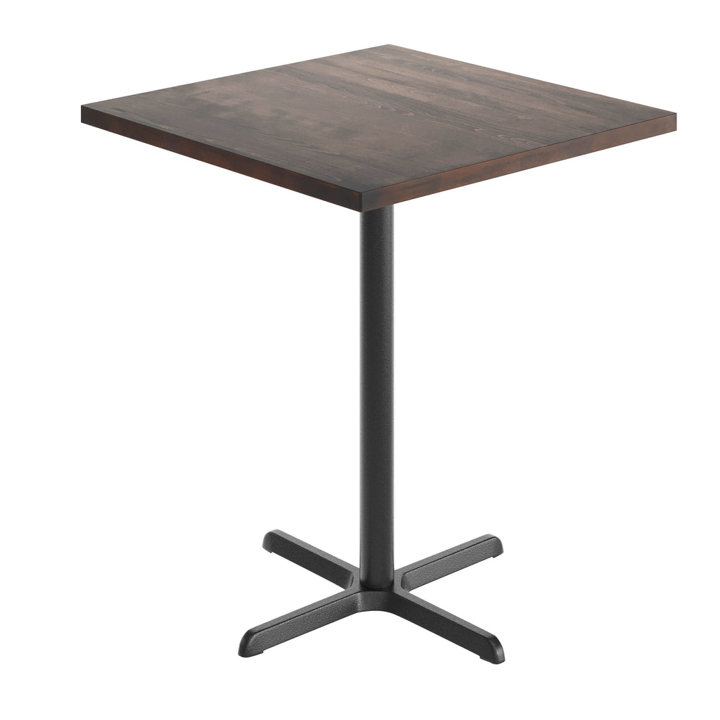 Square Solid Wood Commercial Tabletop with 30" x 30" Bar Height X-Base