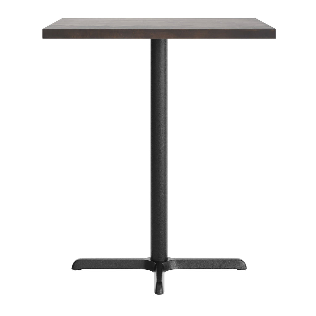 Square Solid Wood Commercial Tabletop with 30" x 30" Bar Height X-Base