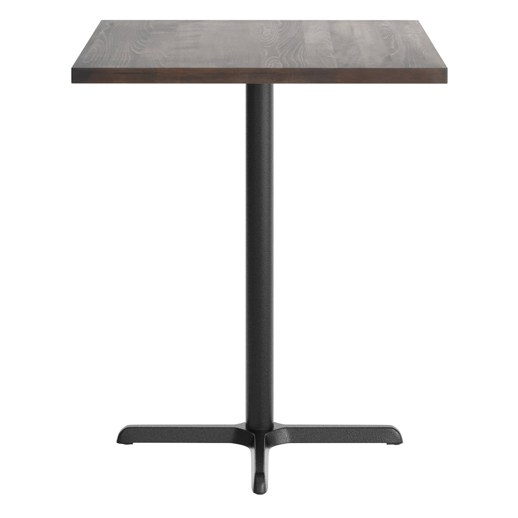 Square Solid Wood Commercial Tabletop with 30" x 30" Bar Height X-Base