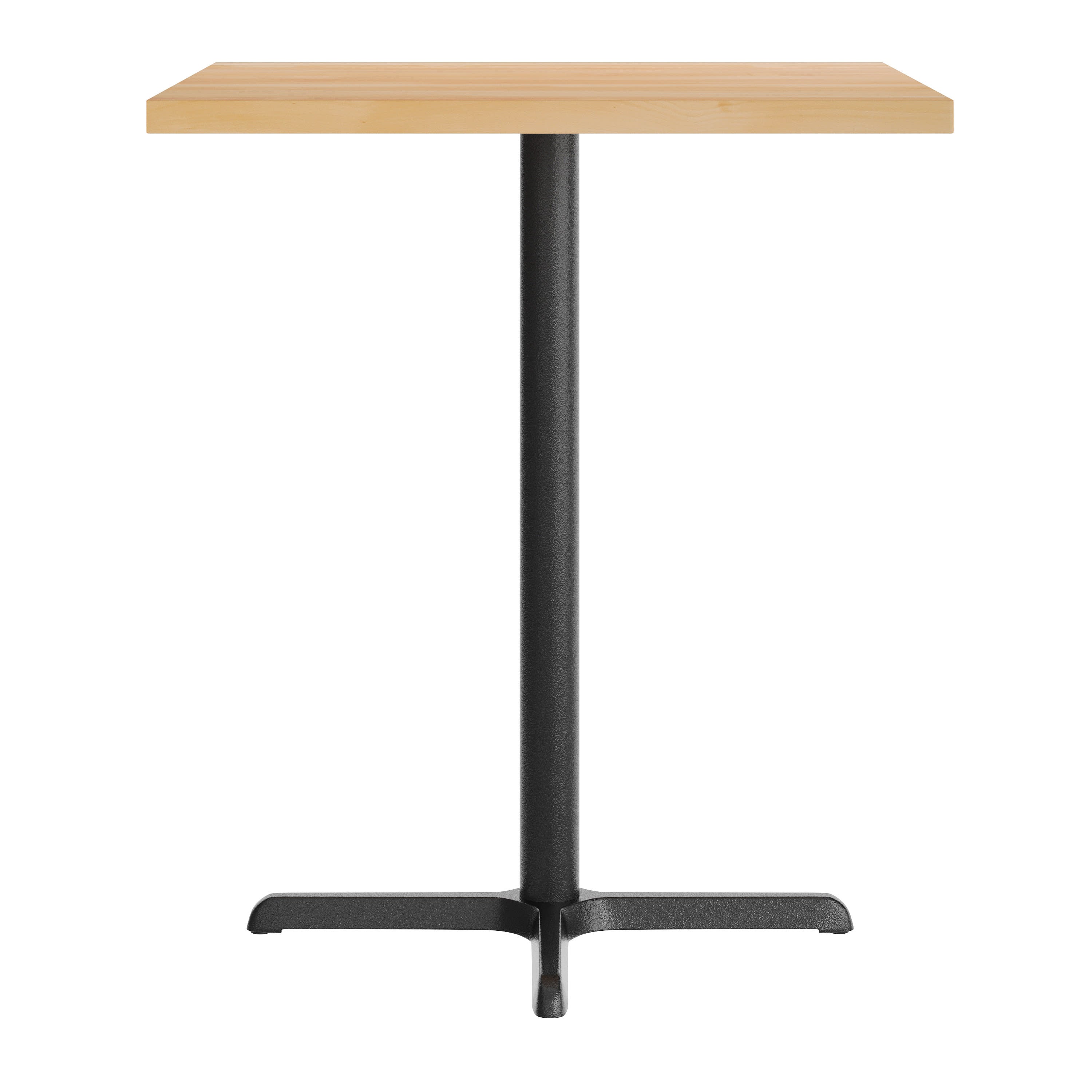 Square Solid Wood Commercial Tabletop with 30" x 30" Bar Height X-Base