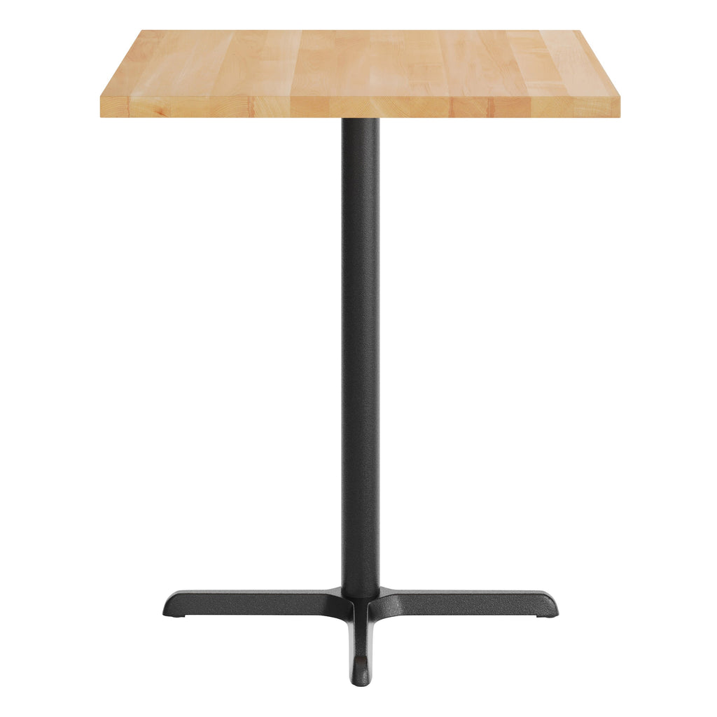 Square Solid Wood Commercial Tabletop with 30" x 30" Bar Height X-Base