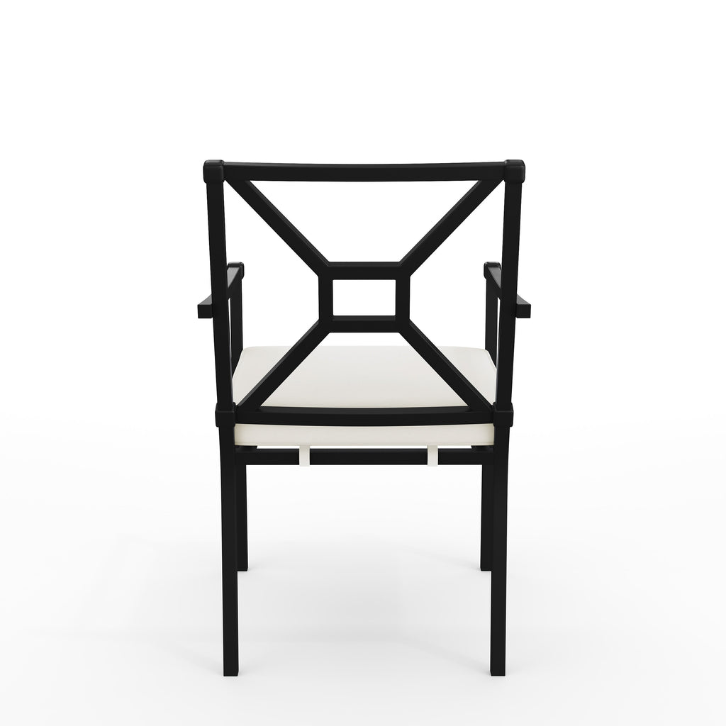 Lily Pond Indoor-Outdoor Stackable Patio Dining Armchair with Steel Frame with All-Weather Cushion
