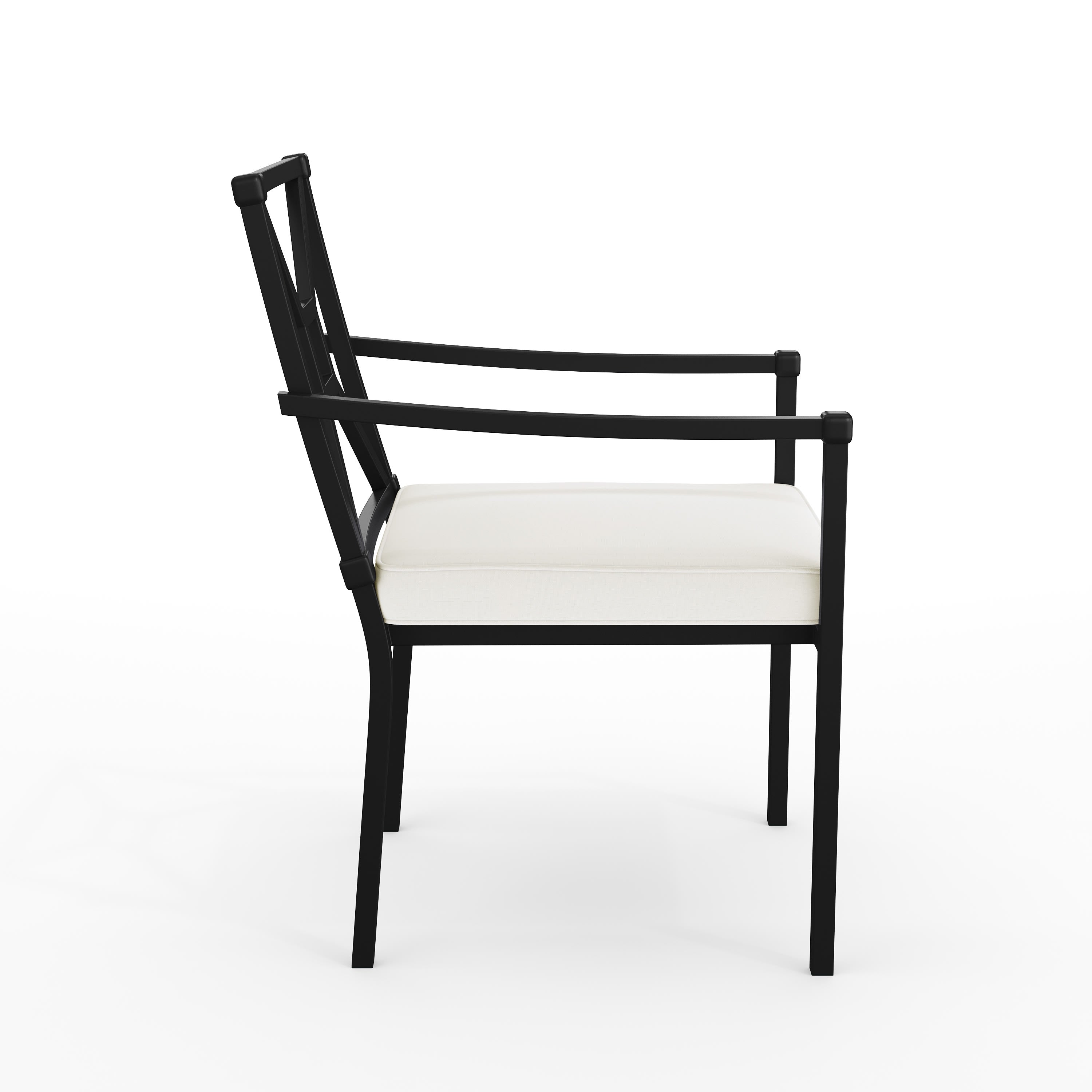 Lily Pond Indoor-Outdoor Stackable Patio Dining Armchair with Steel Frame with All-Weather Cushion