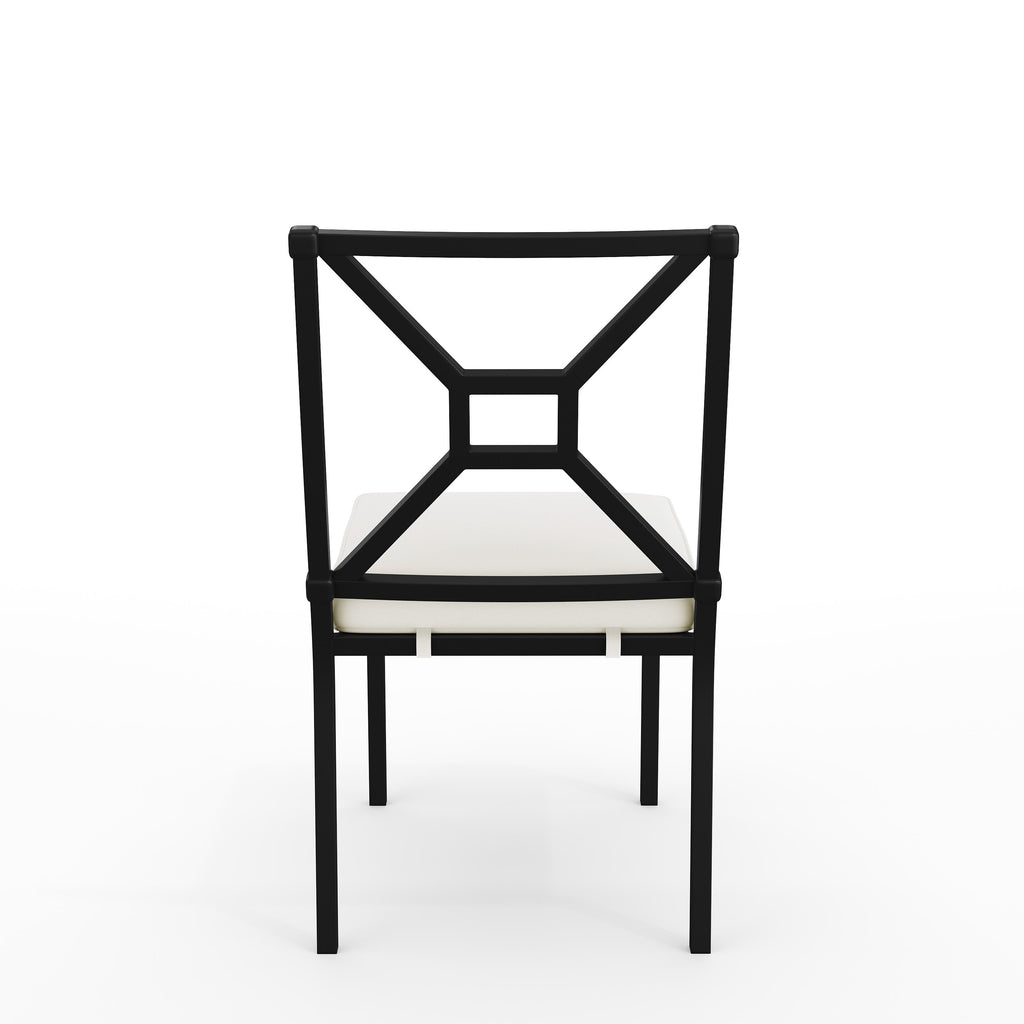 Lily Pond Indoor-Outdoor Stackable Patio Side Dining Chair with Steel Frame with All-Weather Cushion