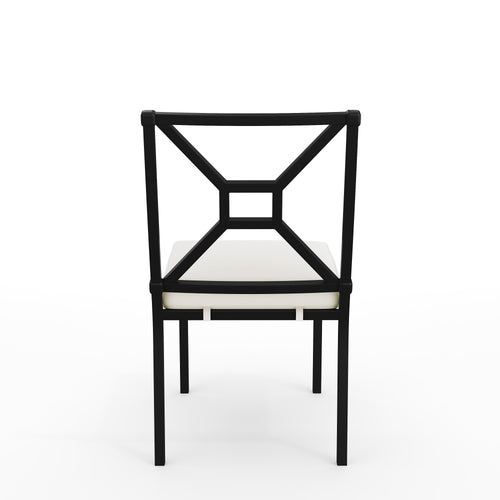 Lily Pond Indoor-Outdoor Stackable Patio Side Dining Chair with Steel Frame with All-Weather Cushion
