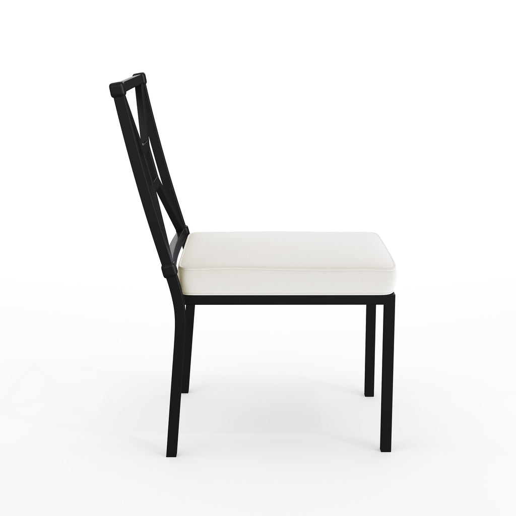 Lily Pond Indoor-Outdoor Stackable Patio Side Dining Chair with Steel Frame with All-Weather Cushion