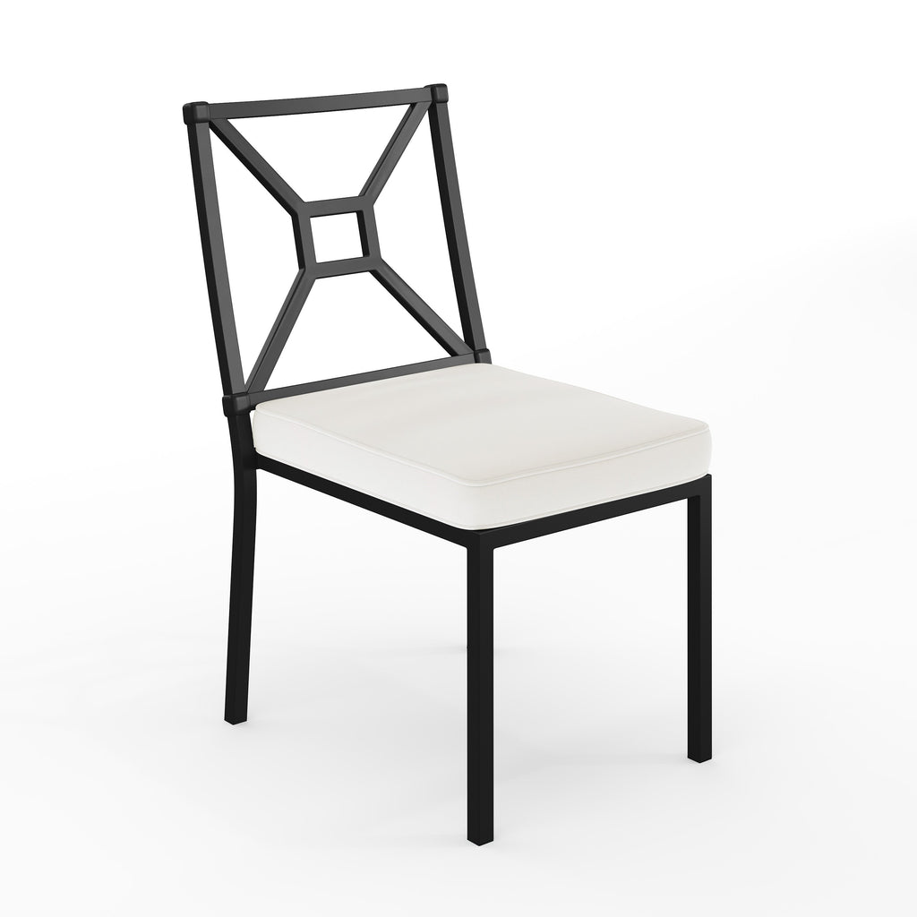 Lily Pond Indoor-Outdoor Stackable Patio Side Dining Chair with Steel Frame with All-Weather Cushion